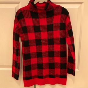 Never worn! LOFT Petite Buffalo Check Plaid Turtleneck Tunic Sweater Mockneck
